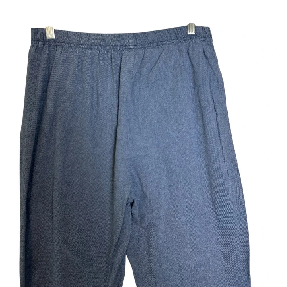 Lands End Mens M Blue‎ Herringbone Cotton Elastic Waist Relaxed Fit Pants